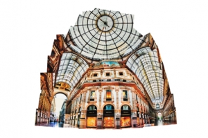 Ornate collage of Milan architecture